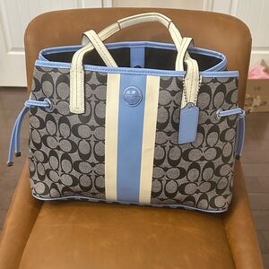 Coach F2309 Signature Stripe PVC Large Carryall Tote Bag
